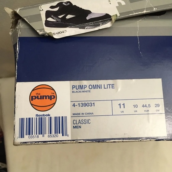 Reebok Classic Pump Omni Lite Black 4139031 - size 11 - New With Distressed  Box - Picture 4 of 12